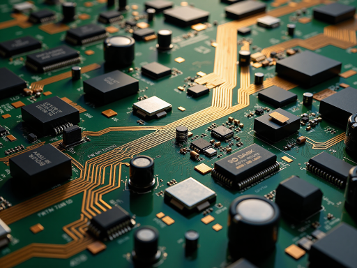 电子元器件产品，电路板布局整齐，元件排列有序，体现电子制造专业性